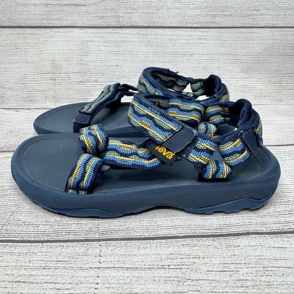 Teva Other - Teva‎ Kids Sport Sandals Blue Yellow Stripe Hook and Loop Size 13
